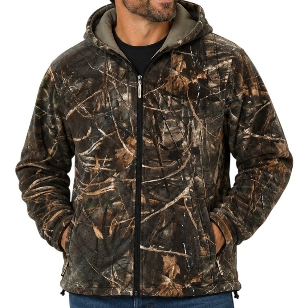 Gander Mountain Camo Fleece Hooded Jacket Men's 2XL